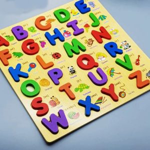 Wooden Learning Puzzle Alphabet & Characters Board With Words
